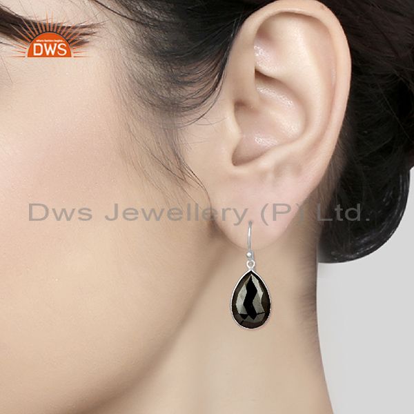 Wholesalers Solid Fine 925 Silver Hematite Gemstone 925 Silver Earrings jewelry