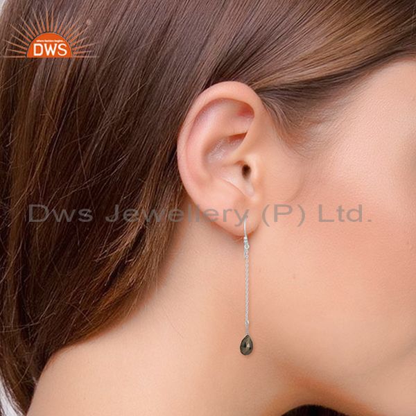 Wholesalers Hematite Gemstone 925 Silver Chain Earrings Jewelry Manufacturers