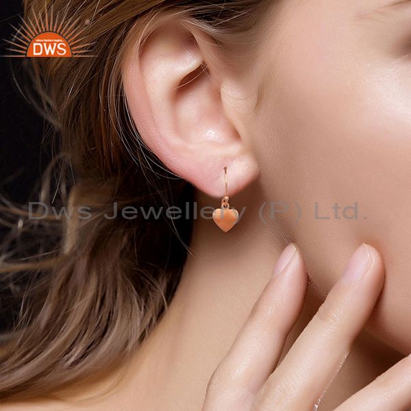Wholesalers Heart Design Rose Gold Plated 925 Silver Girls Earrings Wholesale