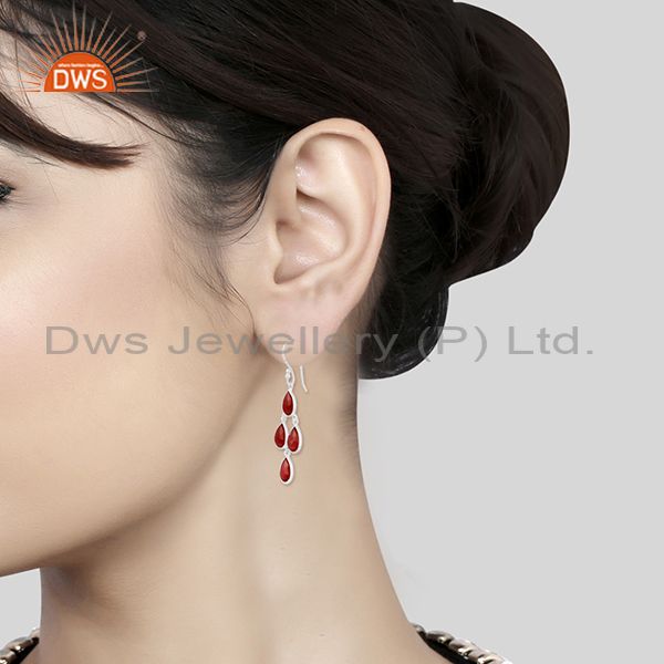 Wholesalers Red Onyx Gemstone Fine 925 Sterling Silver Earring Manufacturer of Jewelry