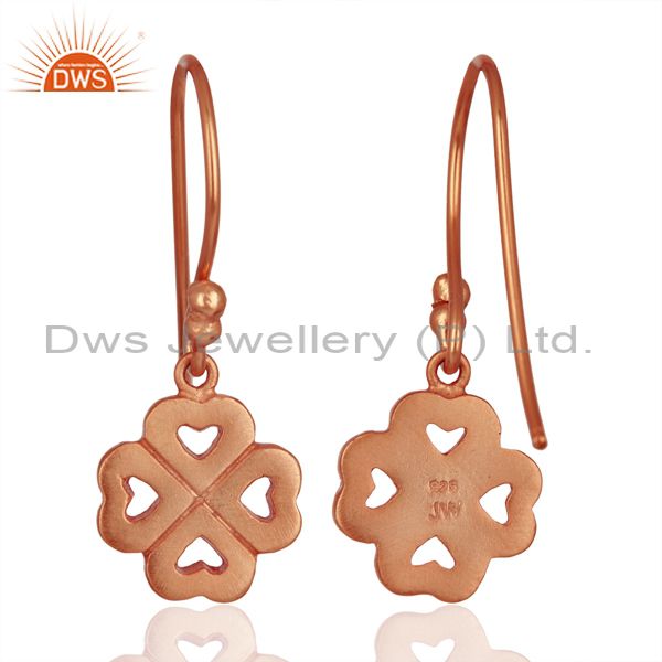 Wholesalers 18K Rose Gold Plated Sterling Silver Four Heart Design Dangle Earrings