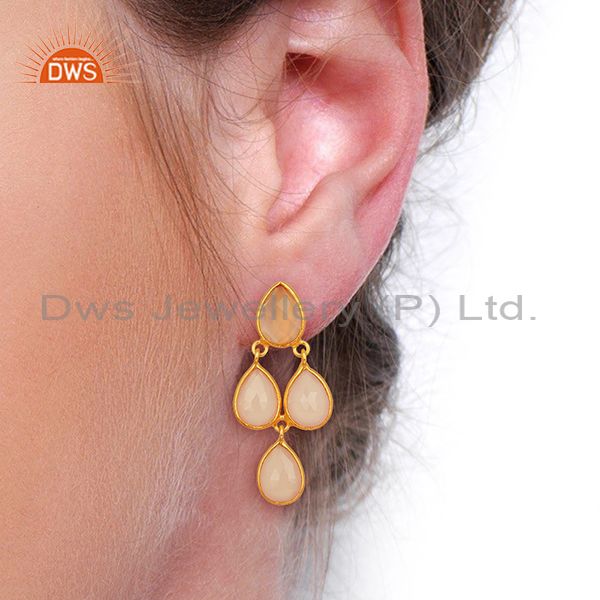 Gold tone sterling 925 bauble dangle earings Jewellery Earrings Chandelier Earrings 