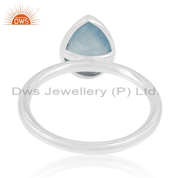 Wholesalers Blue Chalcedony Gemstone 925 Silver Handmade Ring Manufacturer for Private Label