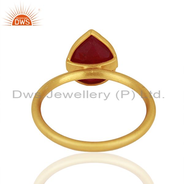 Wholesalers Ruby Red Gemstone Gold Plated 925 Silver Rings Jewelry Manufacturer