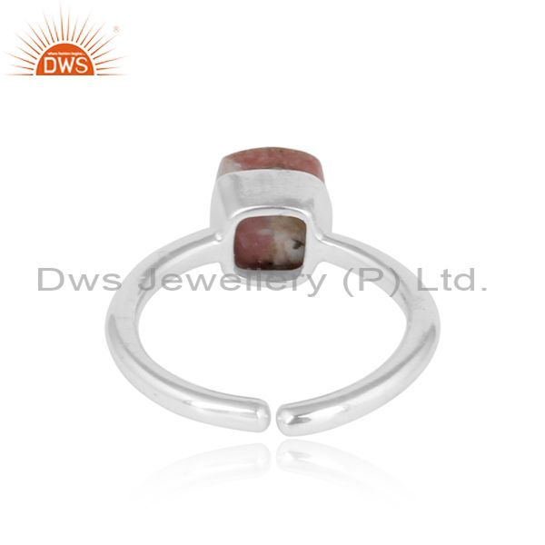 Exporter of Designer handmade solitaire sterling silver ring with rhodonite