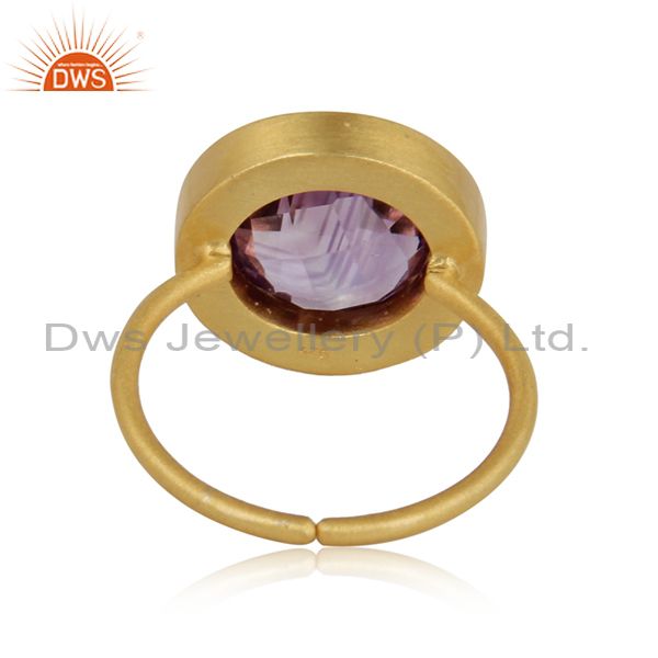 Exporter of Designer pink tourmaline, amethyst halo ring in yellow gold on silver