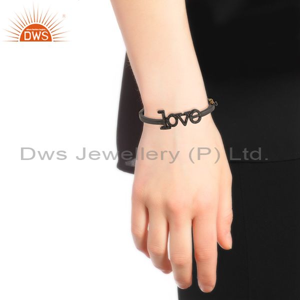 Supplier of Diamond pave love bangle 14 k gold sterling silver feminine jewelry