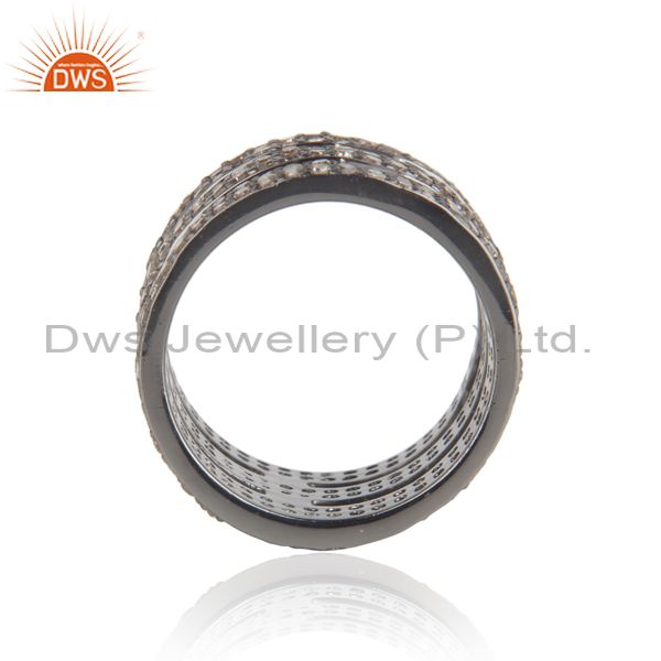 Exporter of Pave diamond black rhodium plated 925 silver rings manufacturers