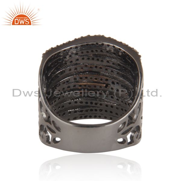 Exporter of 1.03 ct natural pave diamond handmade ring .925 sterling silver designer jewelry