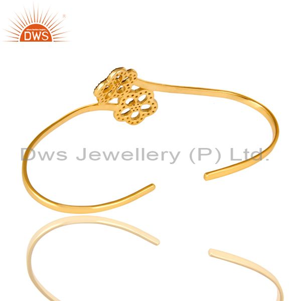 Wholesalers Tsavorite Gemstone Flower Palm Bracelet Made In 18K Gold Plated Sterling Silver