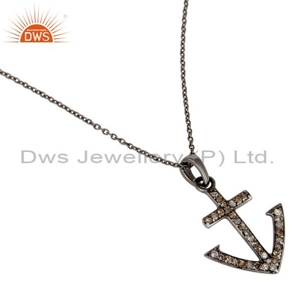 Wholesalers Black Oxidized With Diamond Christmas Design Sterling Silver Pendant Necklace