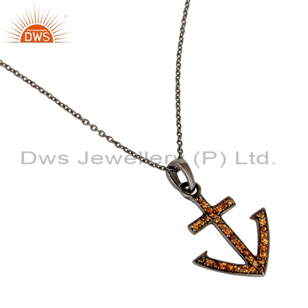 Wholesalers Oxidized With Spessartite Christmas Design Sterling Silver Pendant Necklace
