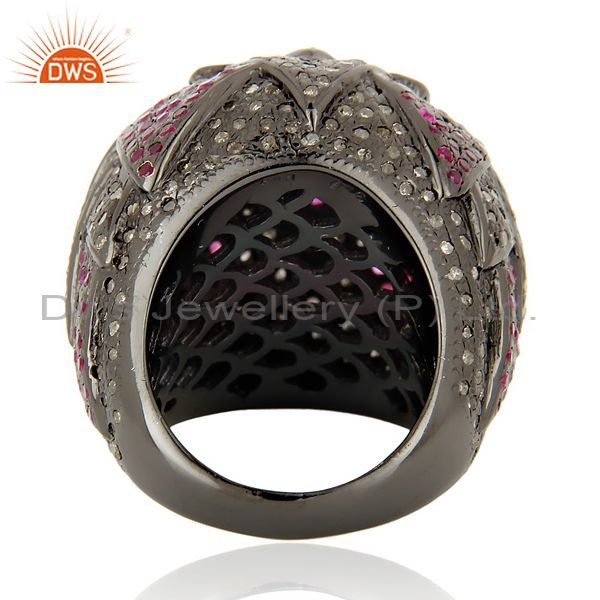 Wholesalers Designer Vintage Style Rose Cut Diamond Party Wear Ring Ruby 18K Gold Jewelry