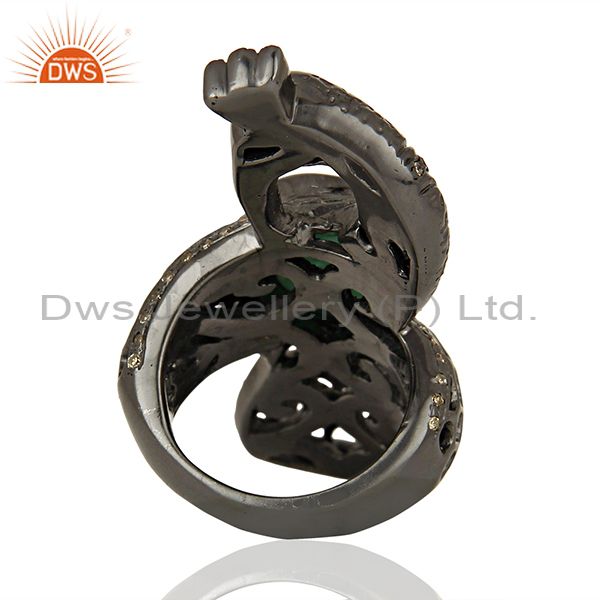 Exporter Antique Pave Set Diamond Sterling Silver Womens Rings Supplier