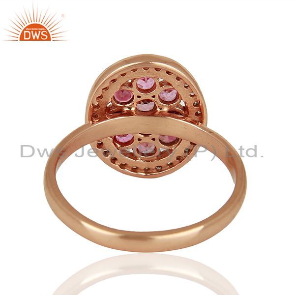 Exporter Rose Gold Plated Silver Pave Diamond Designer Ring Manufacturer