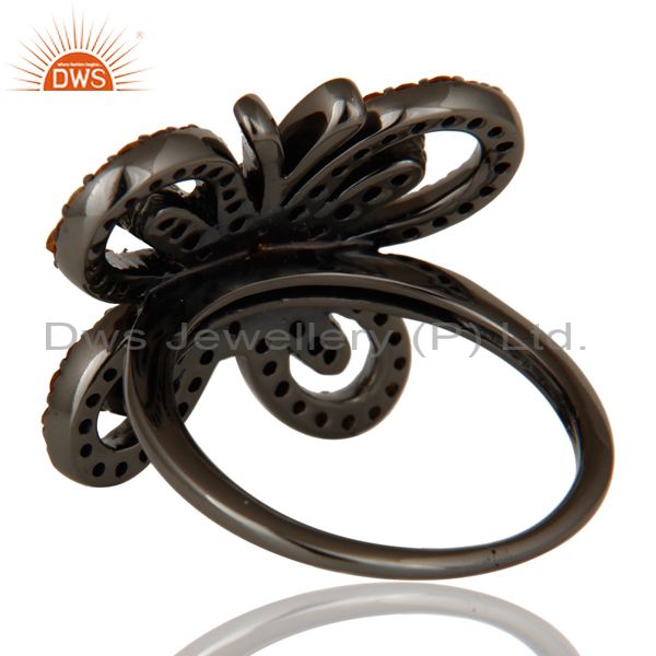 Wholesalers Black Oxidized Sterling Silver Spessartite Butterfly Designer Ring