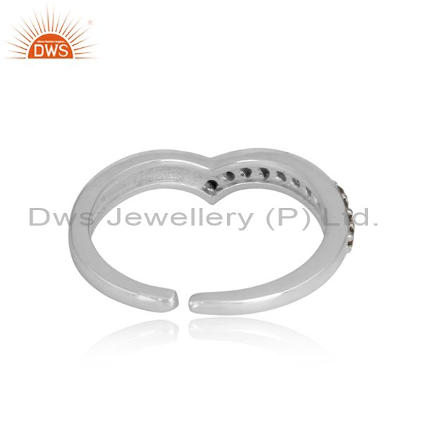 Stackable Design Sterling Silver Natural Pave Diamond Ring