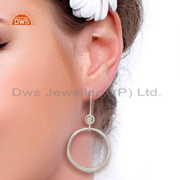 Exporter White Zircon Hoop Dangle Brass Fashion Earrings Gemstone Jewelry