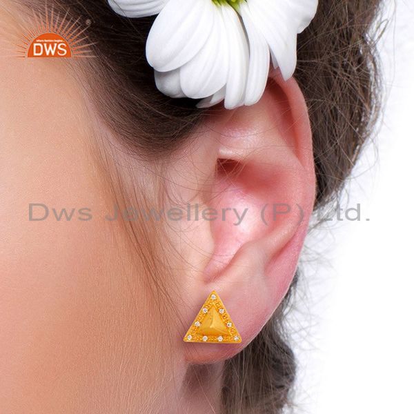 Exporter Triangle Post Fashion Geometry Czz Studded Gift Wholesale Earring
