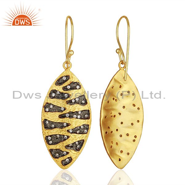 Exporter Two Tone Plated Brass White Zircon Fashion Earrings Manufacturers