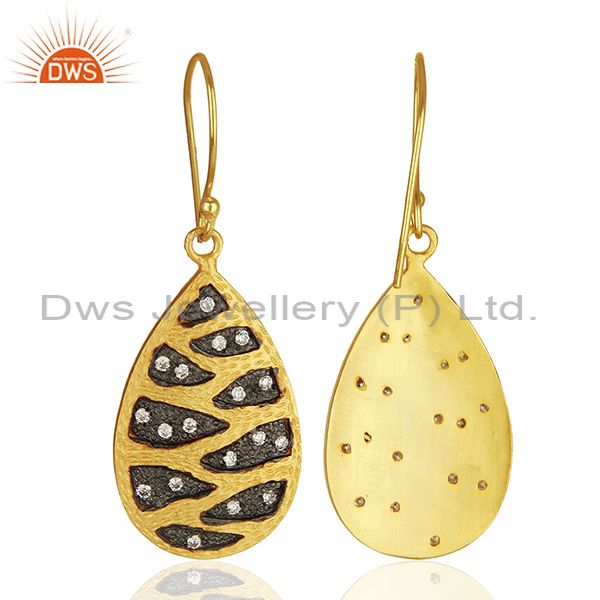 Exporter Handmade Gold Plated Brass Fashion White Zircon Earrings Suppliers