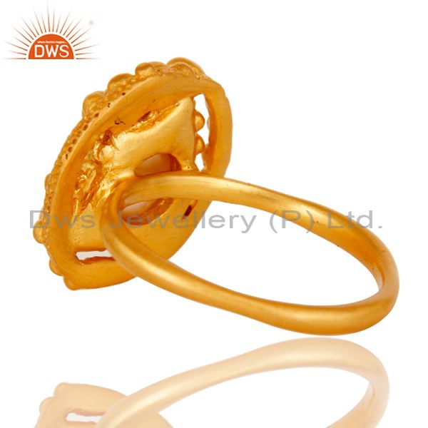 18K Gold Plated Traditional Handmade Brass Ring With Pearl