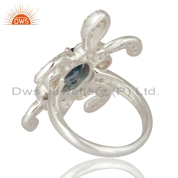 Exporter Sterling Silver Amethyst & London Blue Topaz Tortoise Design Fine Gemstone Ring