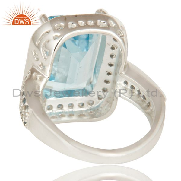 Exporter 925 Sterling Silver Natural Blue Marquise Cut Gemstone Prong Set Statement Ring