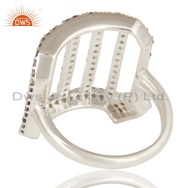 Exporter 925 Sterling Silver Pave Set Iolite Gemstone Designer Dome Ring