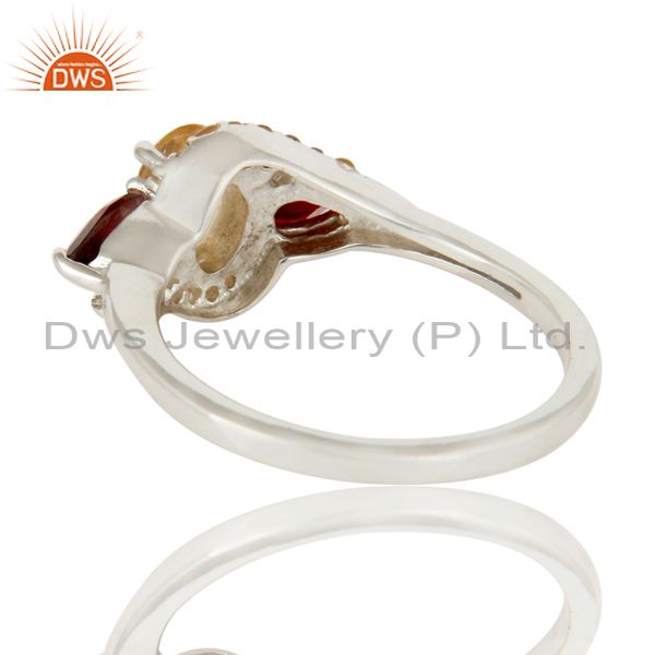 Wholesalers Solid Sterling Silver Garnet and Citrine Statement Ring Fine Gemstone Ring