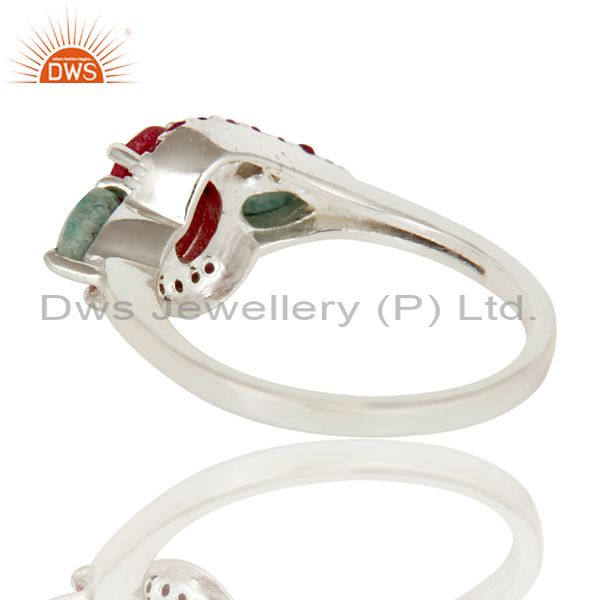 Exporter Ruby and Emerald Sterling Silver Statement Ring Fine Gemstone Birthstone Ring
