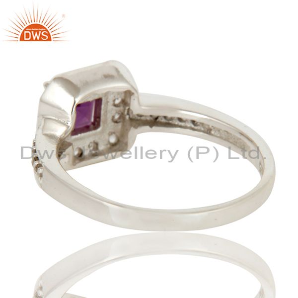 Exporter 925 Sterling Silver Amethyst And White Topaz Gemstone Halo Style Ring