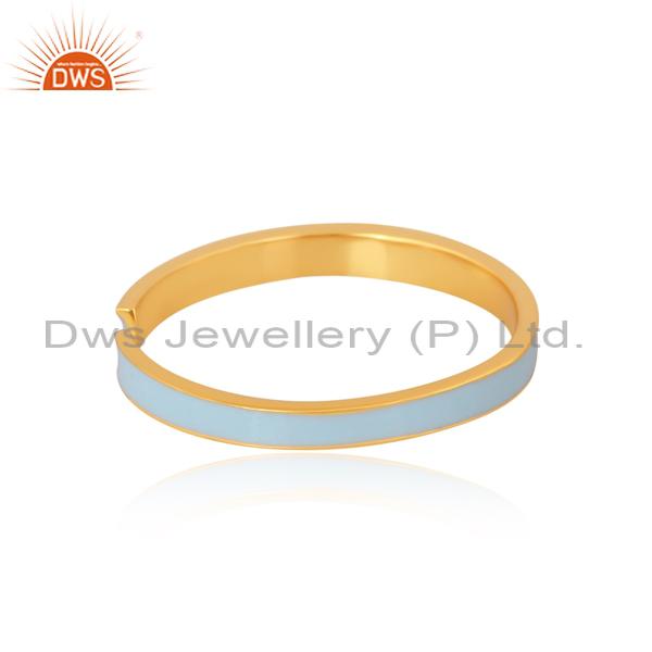 Gold Plated Enamel Engagement Ring - Sterling Silver