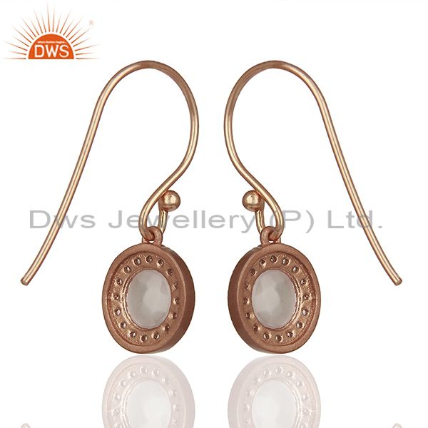 Wholesalers Round Crystal and Topaz Gemstone Rose Gold Silver Drop Earring Jewelry