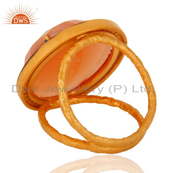 Exporter Gold Plated Sterling Silver Yellow Moonstone Gemstone Handmade Designer Ring
