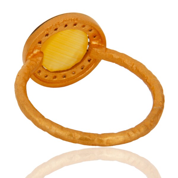 Exporter Stunning 14K Gold Plated Sterling Silver Yellow Moonstone Stone Stackable Ring