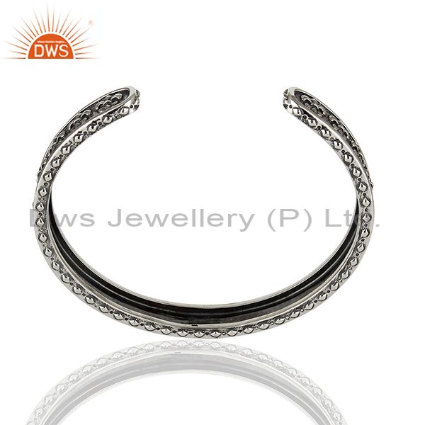 Wholesalers Fleur De Lis 925 Sterling Silver Oxodized Cuff Bracelet Jewelry