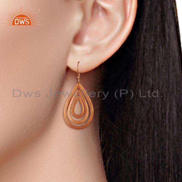 Wholesalers Handmade Rose Gold Plated Brass Fashion Dangle Earrings Manufacturers