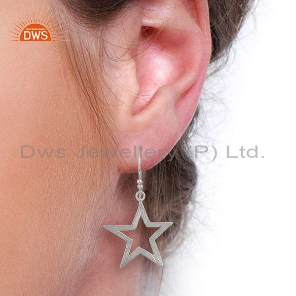 Wholesalers 925 Sterling Fine Silver Star Design Girls Earring Jewelry Manufacture