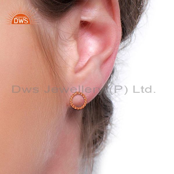 Wholesalers Rose Gold Plated 925 Silver Womens Stud Earrings Jewelry Manufacturer