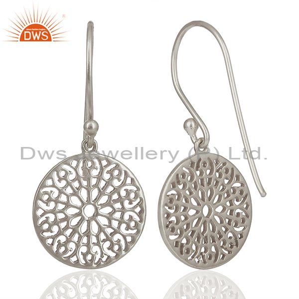Wholesalers Gardens Inspired 925 Sterling Silver White Rhodium Plated Round Earring
