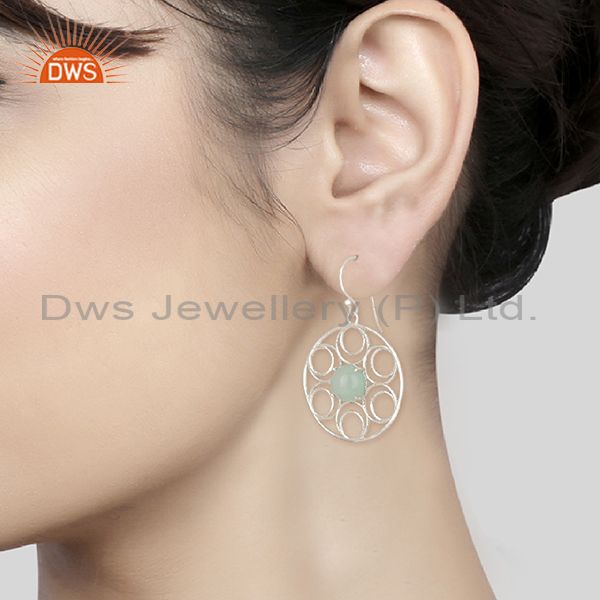 Designers of Aqua chalcedony gemstone 925 sterling silver earring manufacturers