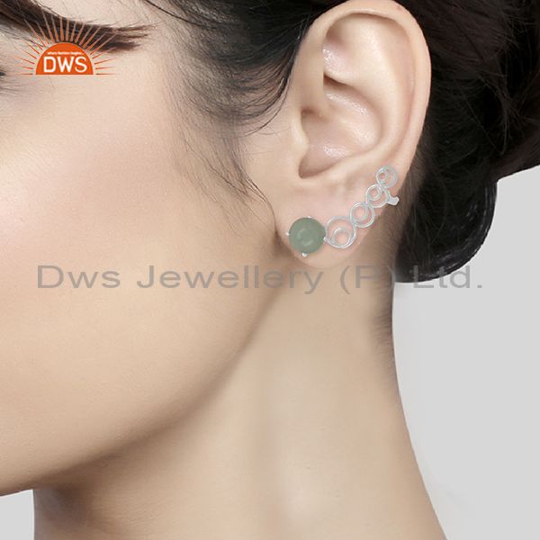 Designers of Aqua chalcedony gemstone 92.5 sterling silver ear cuff earrings