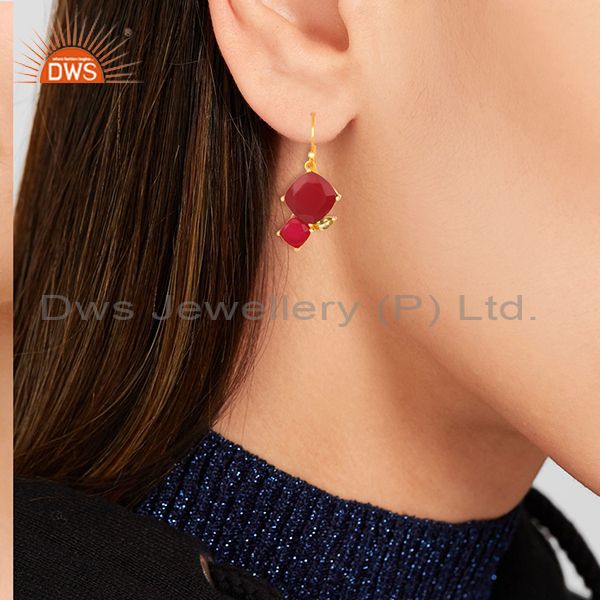 Exporter New Arrival Gold Plated 925 Silver Multi Gemstone Earrings Wholesale
