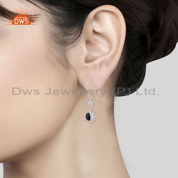 Wholesalers 92.5 Sterling Silver Lapis Lazuli Gemstone Eye Earrings Wholesale