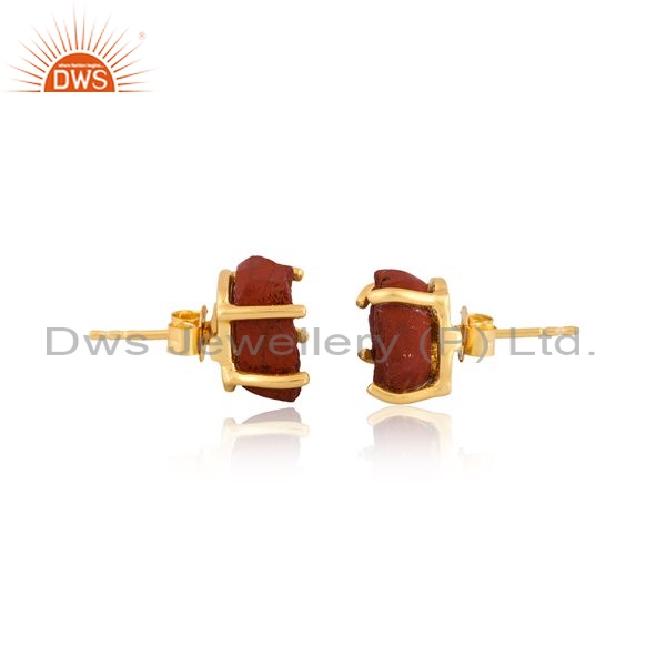 Sterling Silver Earrings With Red Jasper Stone