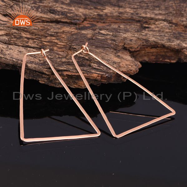 Rose gold plated designer sterling plain silver earrings jewelry