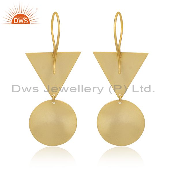 Handmade Gold On 925 Silver Geometric Boho Drop Earrings