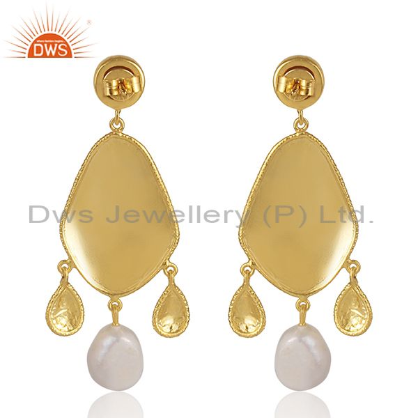 Pearl And Fresh Water Pearl Set Gold On 925 Silver Earrings