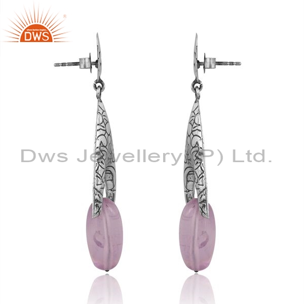 Sterling Silver Earrings With Pink Amethyst Drops